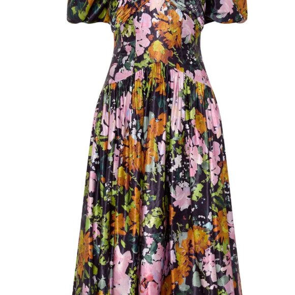 Gabrielle Plunge Midi Dress (midnight floral) - Picture 4 of 4